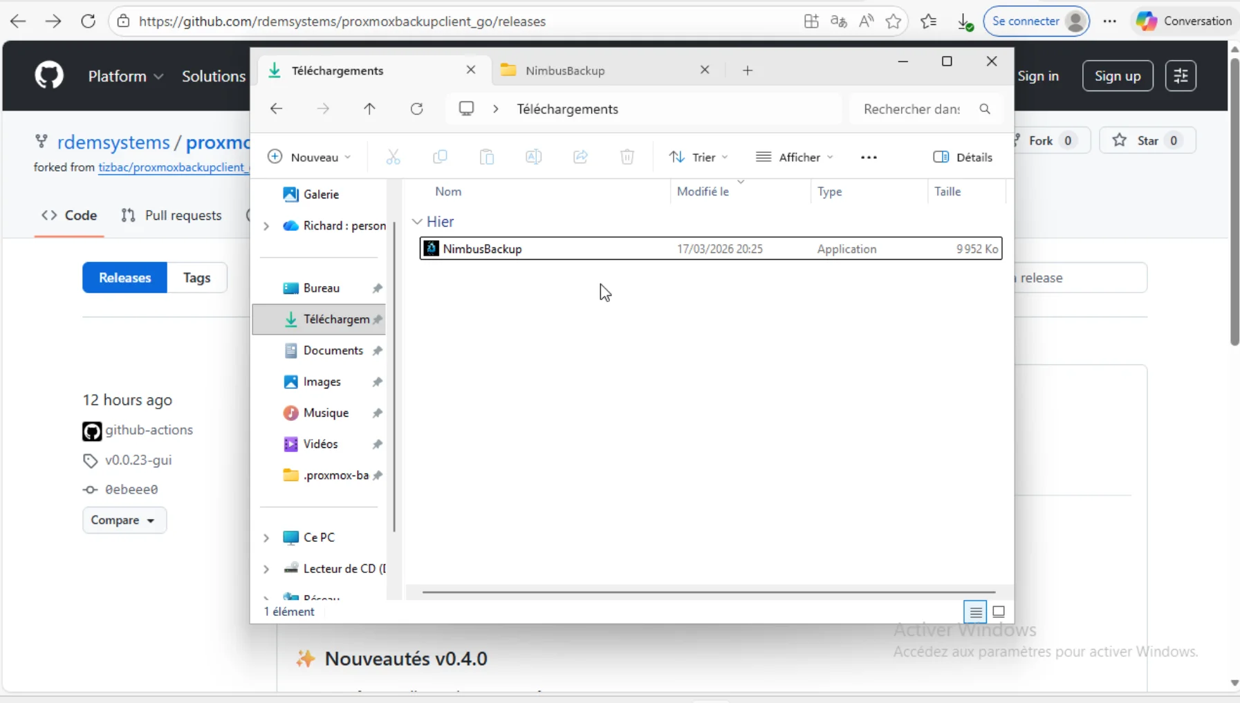 proxmox-backup-gui.exe file in Windows Explorer